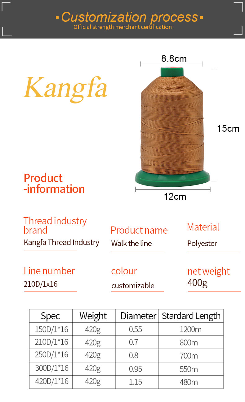 400g Rolls 1mm Braided Thread 210D/16 Non Waxed Polyester Thread for Textile Industry