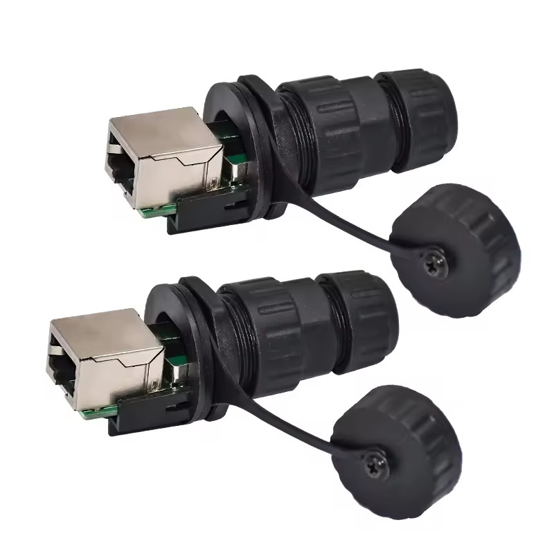 Cat6a RJ45 Plastic Enclosed Panel Connectors For Cat6a Equipment Waterproof Over Ethernet LAN Cable Waterproof