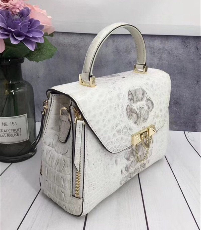 Exotic Genuine Crocodile Skin Woman Orange Purse Authentic Alligator Leather Lady Handbag Female Crossbody Shoulder Bag