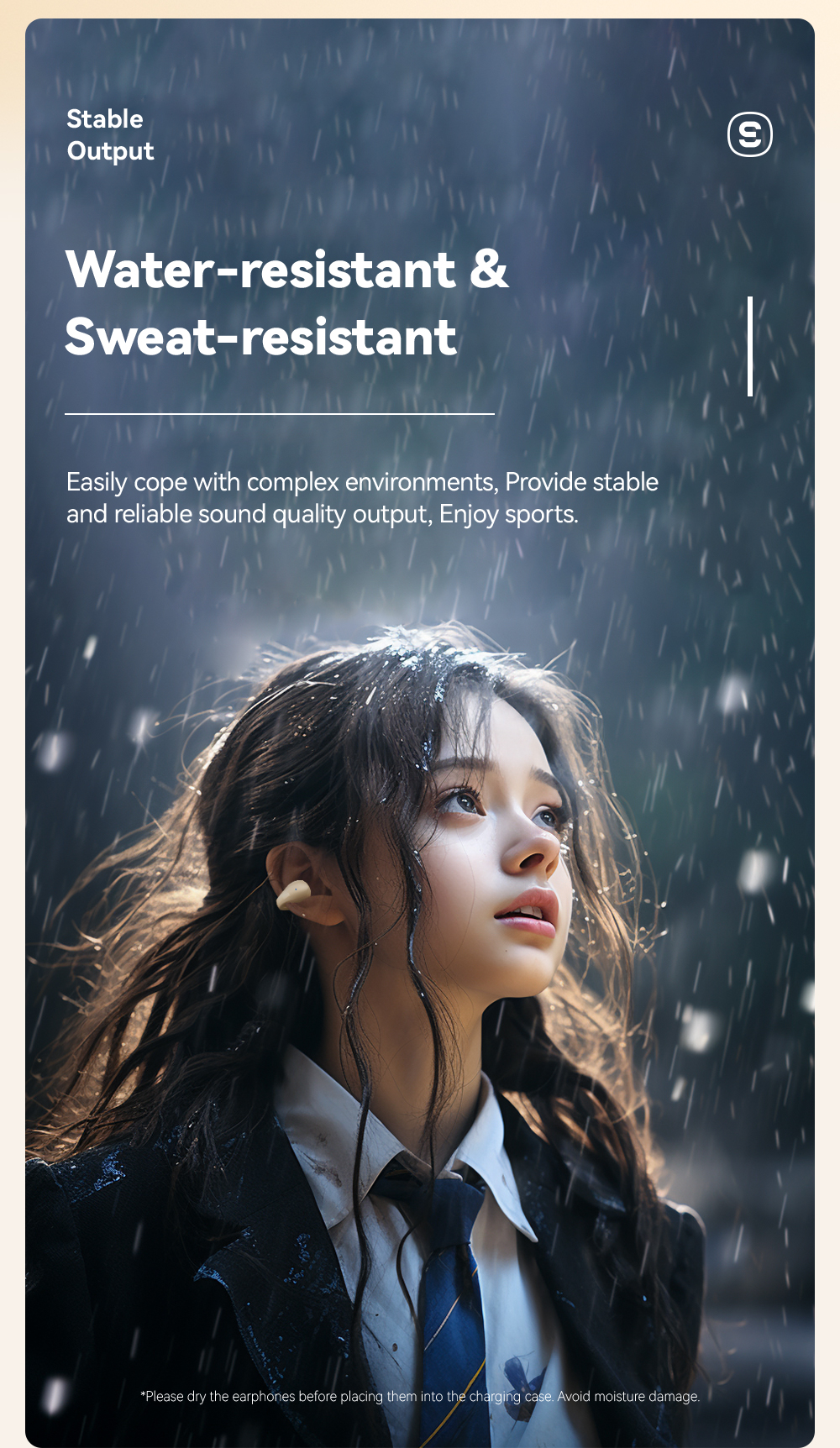 ABS PC TWS BT 5.3 Wireless Earbuds Waterproof Sweat Resistant