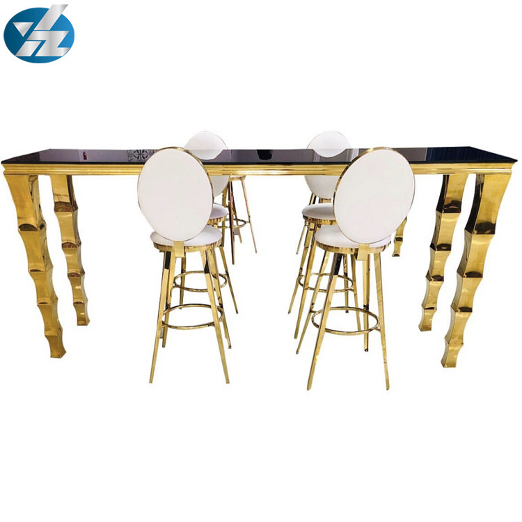Round Back High Stool Bar Pub Table Chair Set Stainless Steel