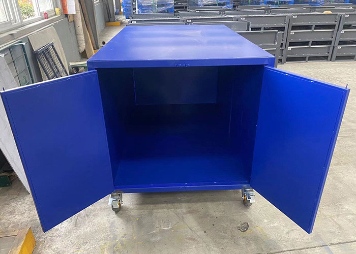 Powdercoating Mobile Lockable Metal Pallet Cage Industrial Stillages On Wheels