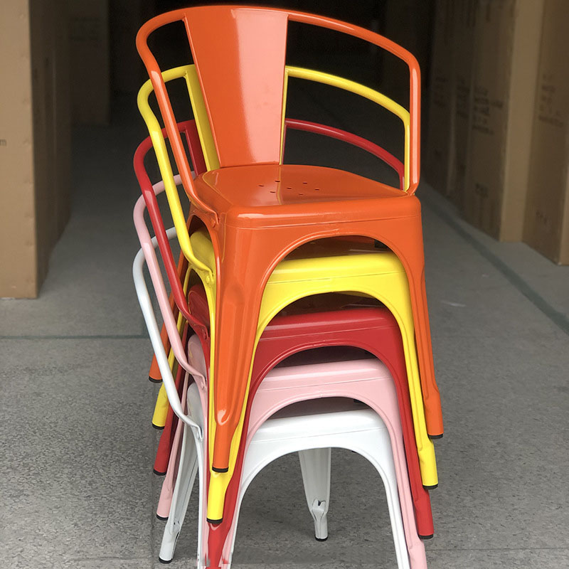 Adjustable Metal Frame Armchair Customized Metal Stacking Dining Chairs