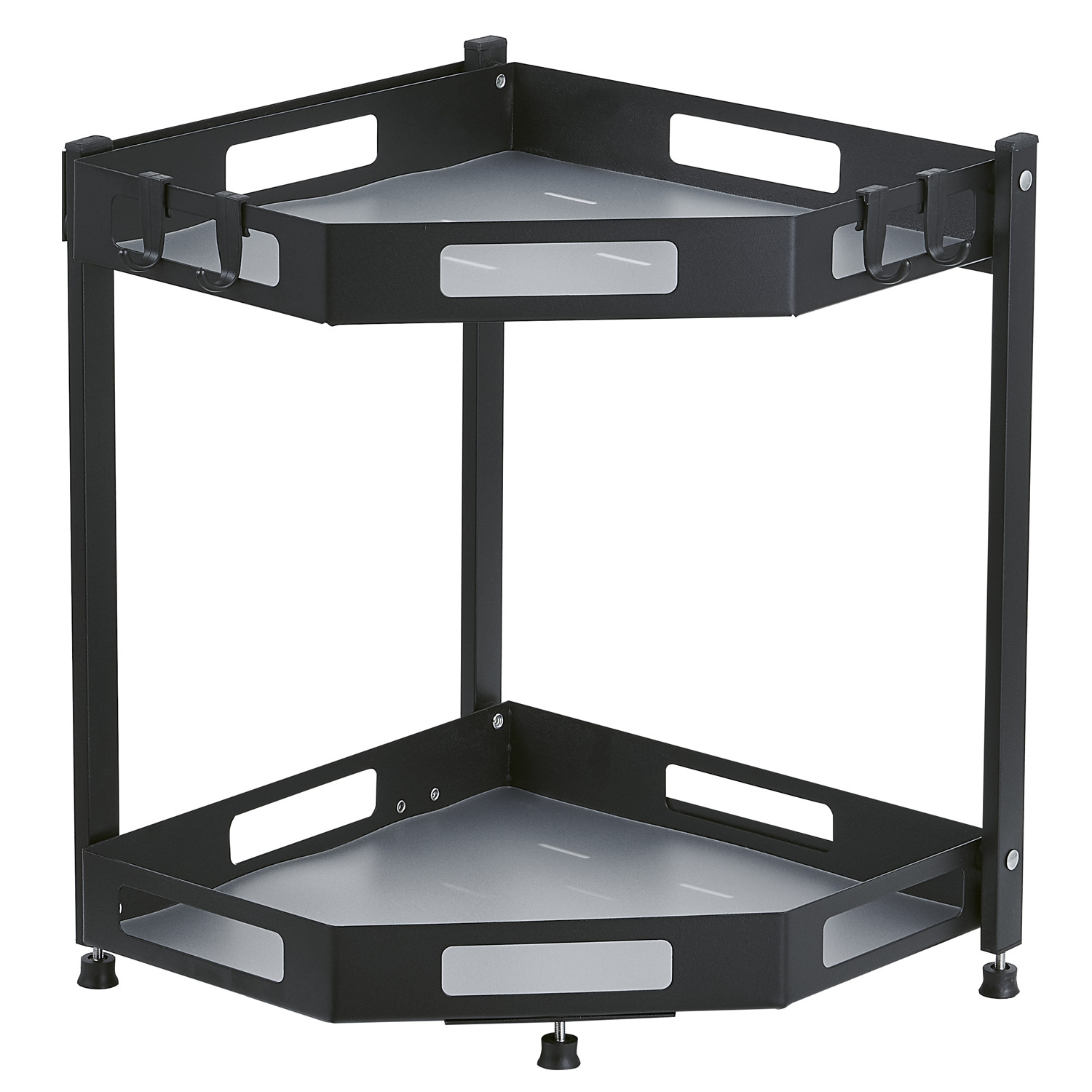 Black Kitchen Storage Shelves 2 Tier Corner Bathroom Countertop Organizer