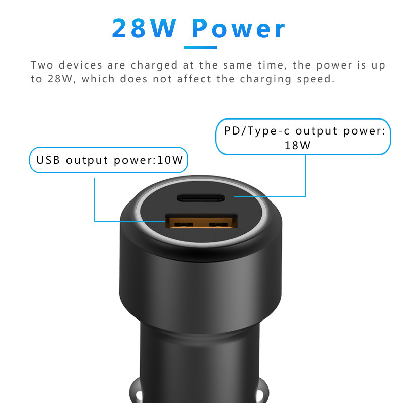 PD+USB 2.1A CAR CHARGER FAST USB CAR CHARGER Compatible with all smart phones, type-c fast car charge