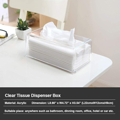 Rectangular Clear Acrylic Tissue Box For Bathroom Facial Napkin