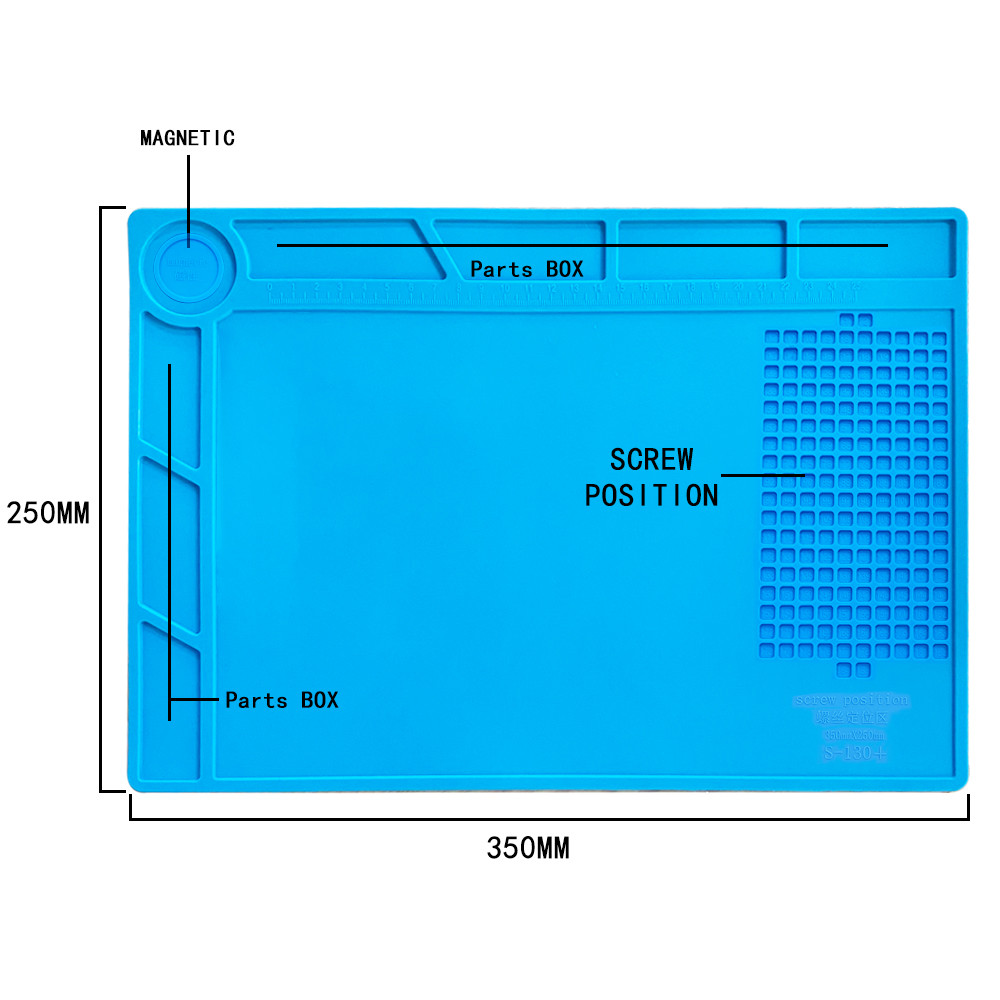 Non Toxic Blue ESD Rubber Mat Silicone Rubber Phone Mat with magnetic section