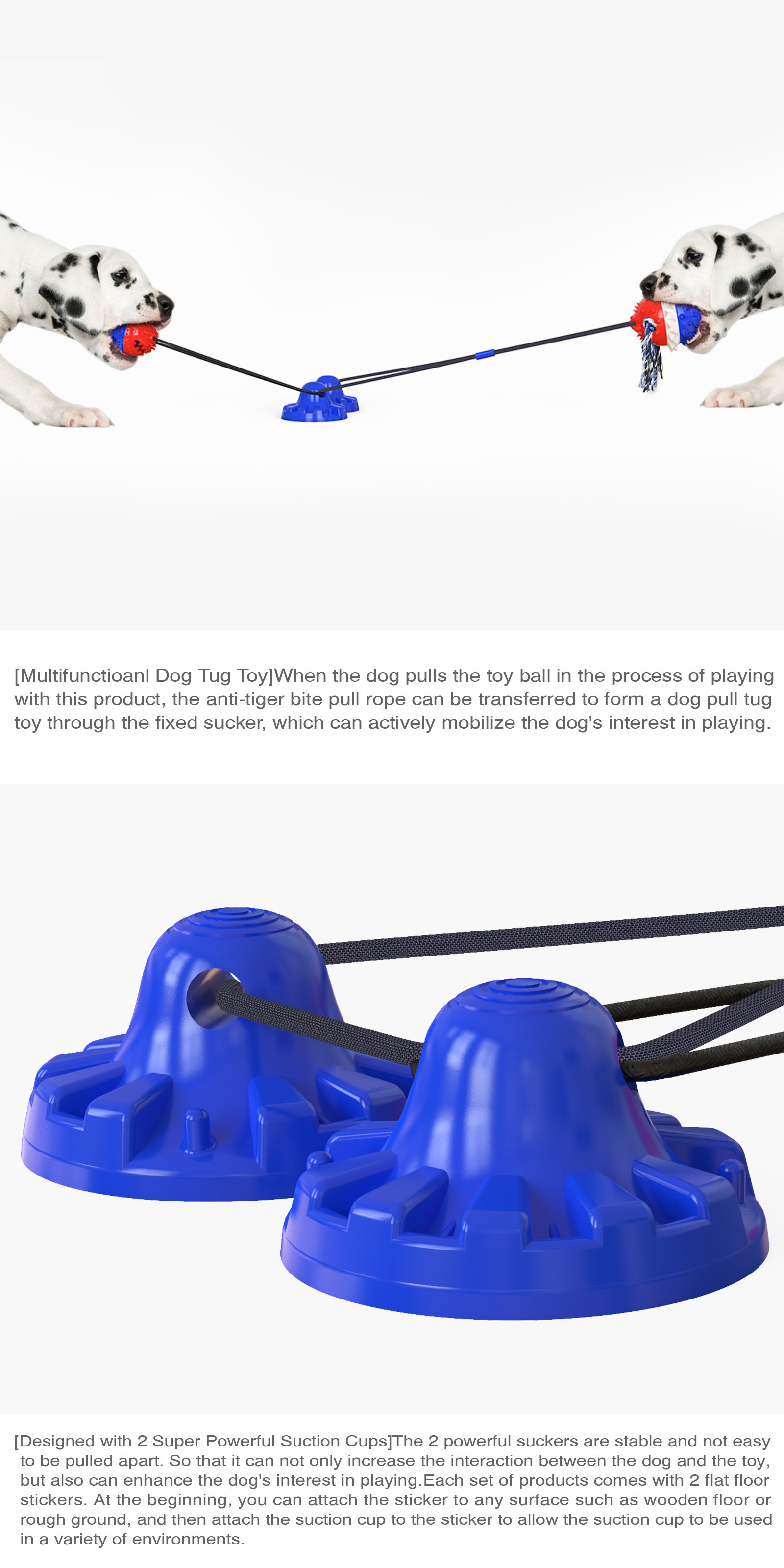 Double Suction Cup Squeaky Interactive Pet Toys Dog Teeth Cleaning Ball TPR ODM