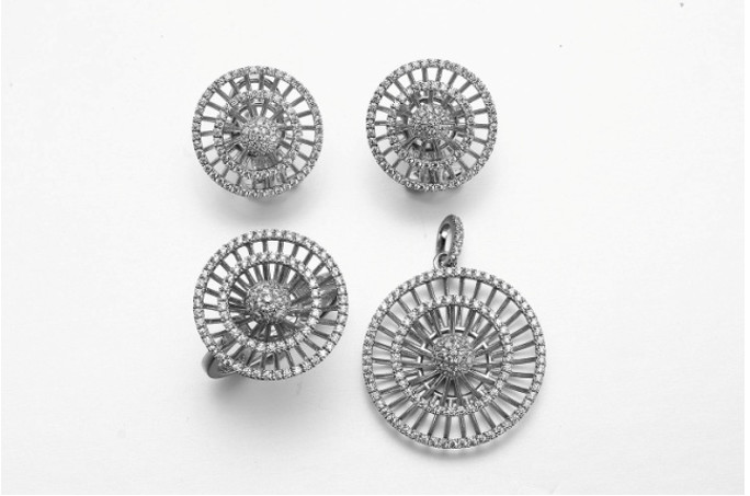 AAA Cubic Zirconia Silver 925 Jewelry Set 6.26g 925 Sterling Silver Wedding Sets