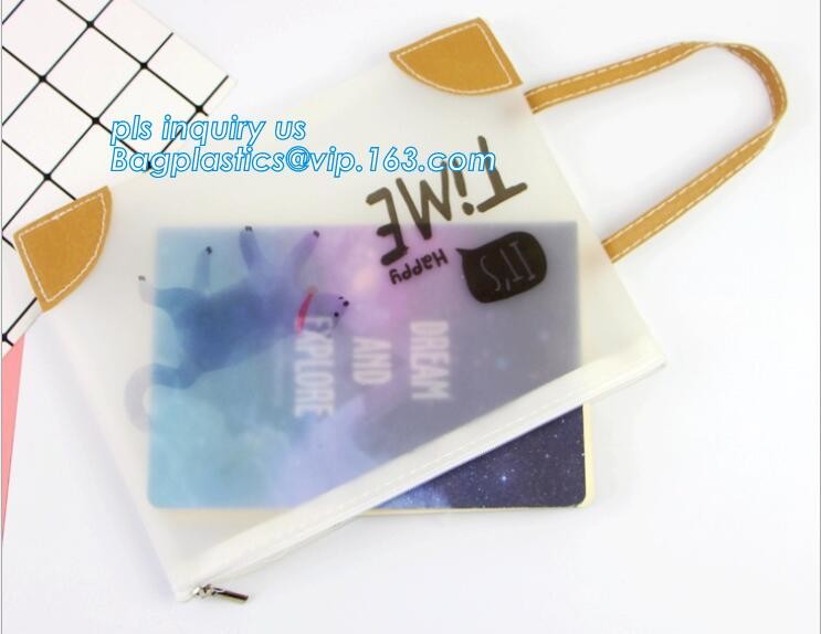 Fashion lock Packaging Bag with Slider Fashion PVC sealed stationery bag, stationery frosted pvc bag with slider