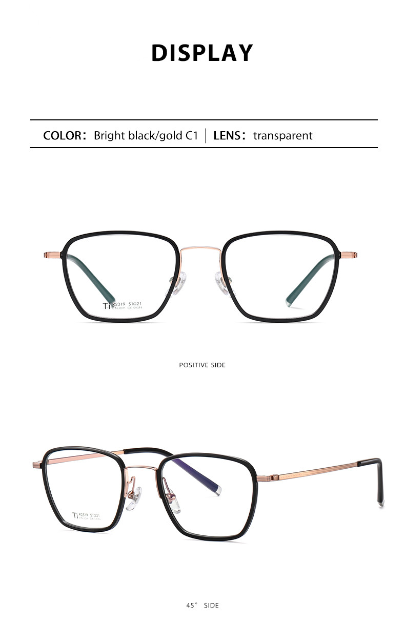 Titanium Frame Square Acetate Glasses , CE Men Fashion Glasses