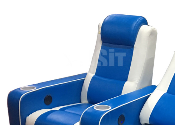 Theater Faux Leather Modern Recliner Chair Blue And White Color Manual Featured