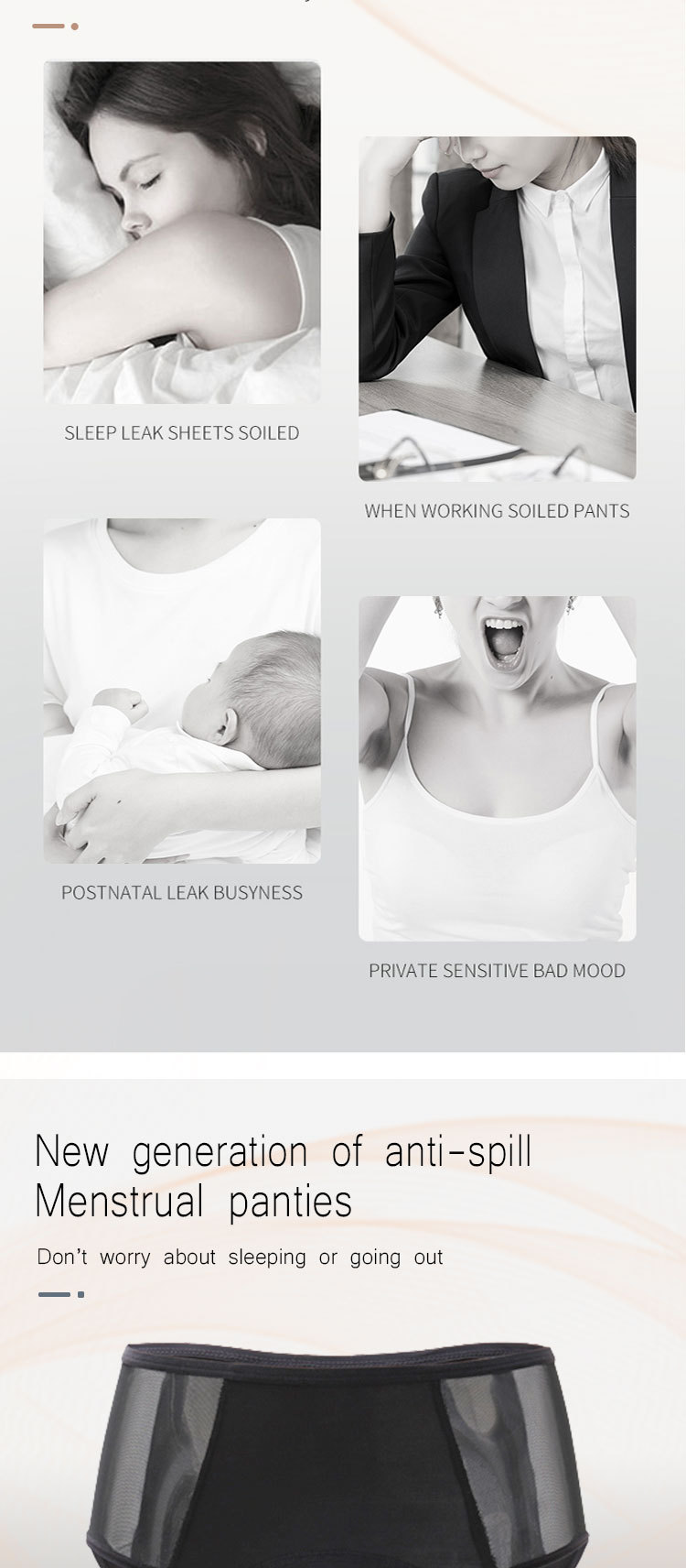 High Rise Leak Proof Period Underwear XS-4Xl Absorbing Women Sexy Underwear