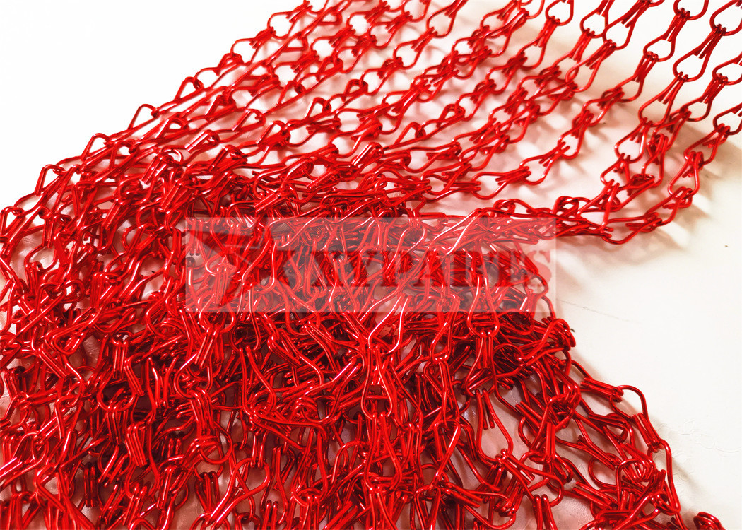 Colorful Double Hooks Aluminum Chain Link Curtain With Customized Dimension