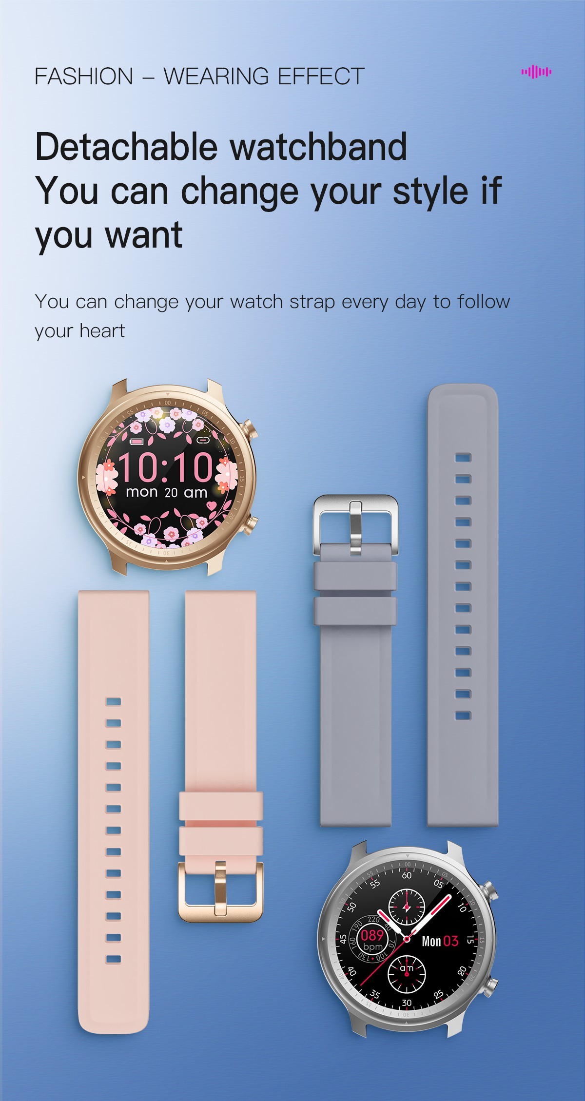 Android IOS Round Face Smartwatches 5V 500MA Heart Rate Wristband For Men