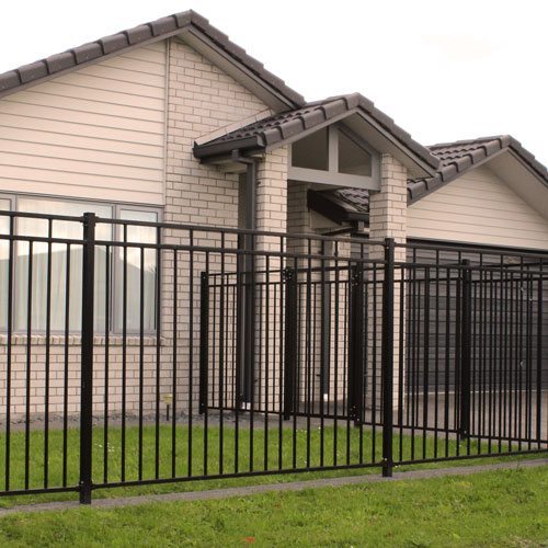 Crimped Spear Security Garrison Fencing Panels 2.1mx2.4m Rails 40mm 45mm Australia Standard Stain 80 microns powder