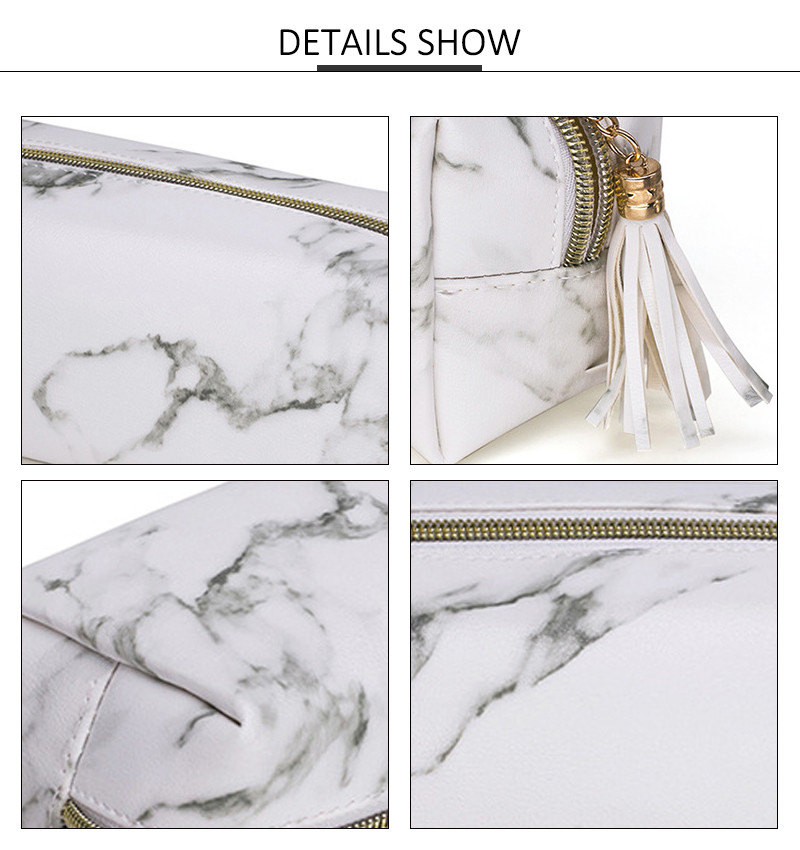 Wholesale Fashion Travel Portable Marble Cosmetic Makeup Bag With Tassel