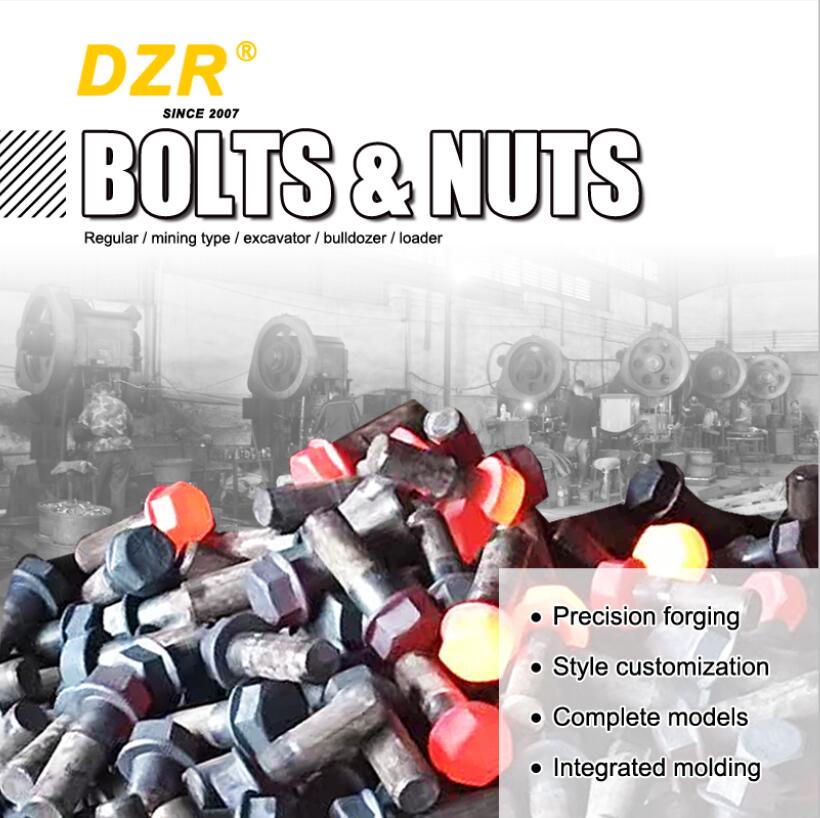 Smooth Finish Black 208-32-51210 Track Bolt and Nut for Komatzus PC400 Excavator