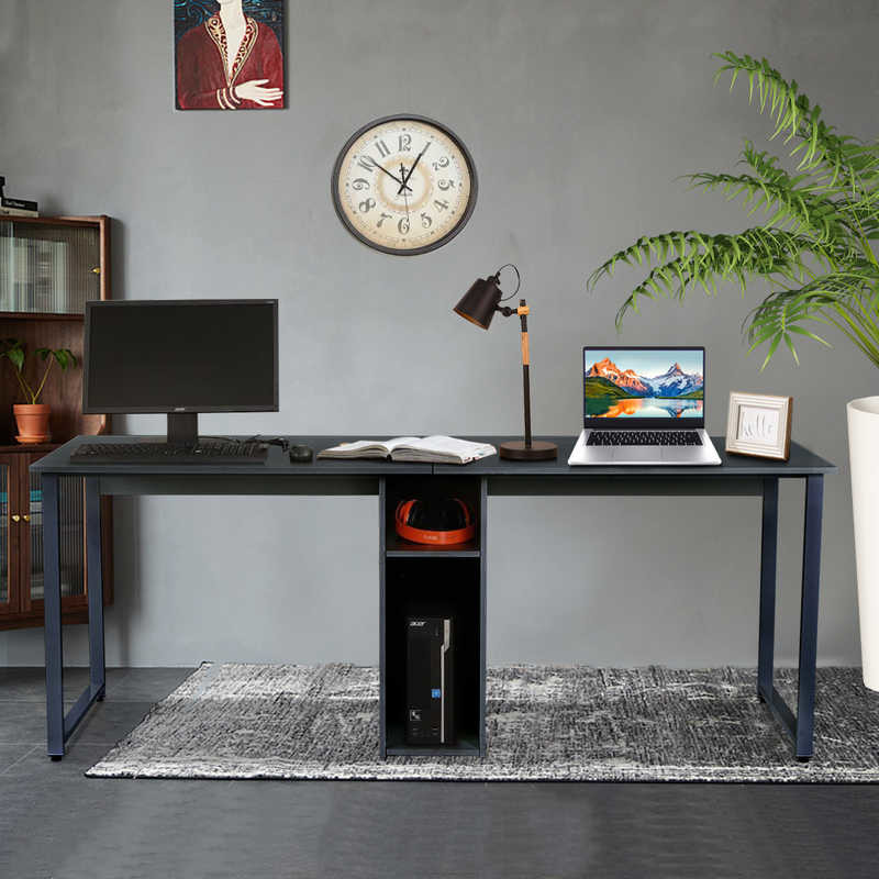 Black 300LBS Capacity 2 Person Computer Desk / Two Person Office Desk