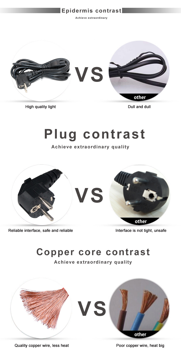 2 Pin AC Power Cord European Power Cords With IEC C13 Connector PVC Jacketed