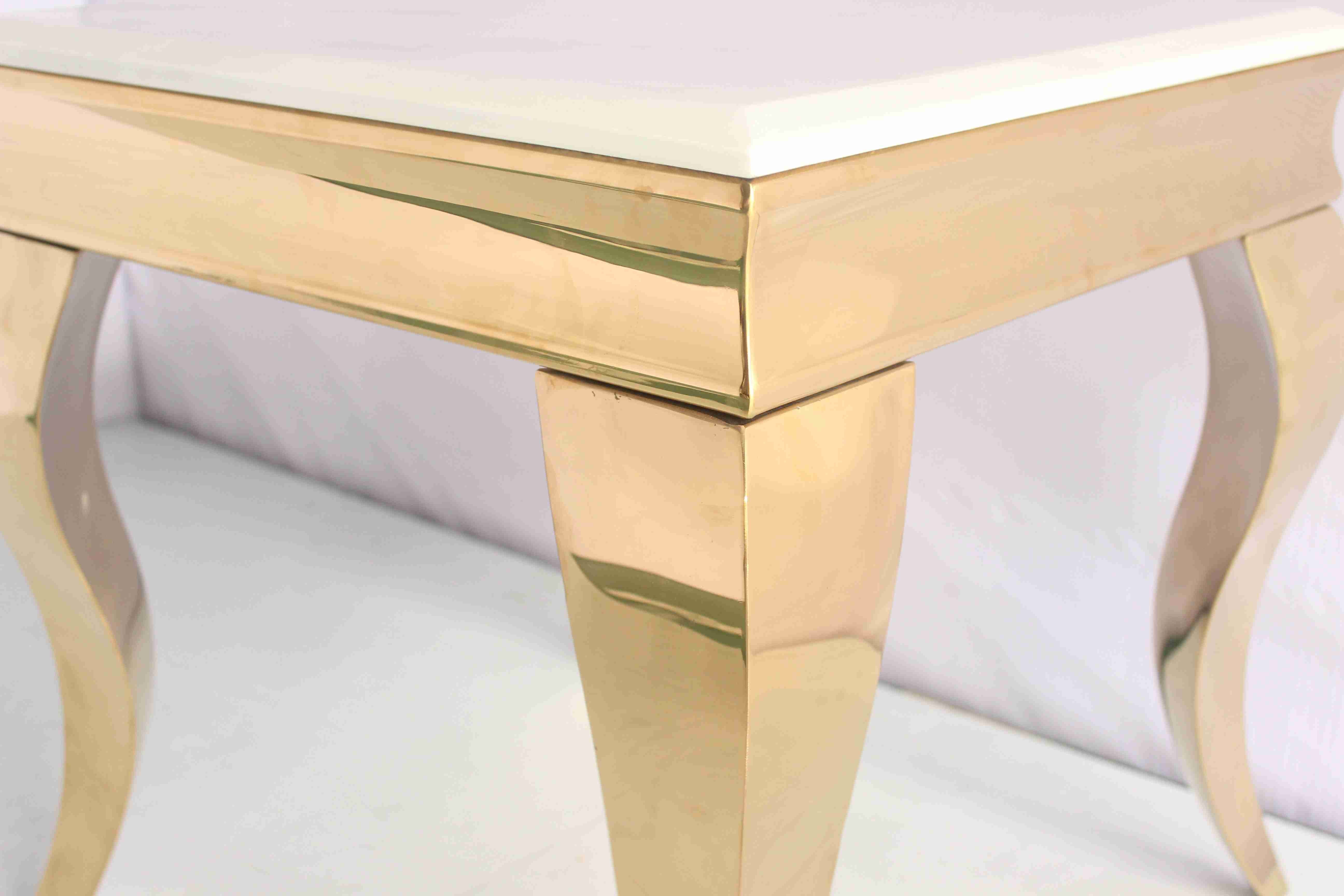 Gold Plating Artificial Marble Top End Table Corner Table 201 Stainless Steel Frame