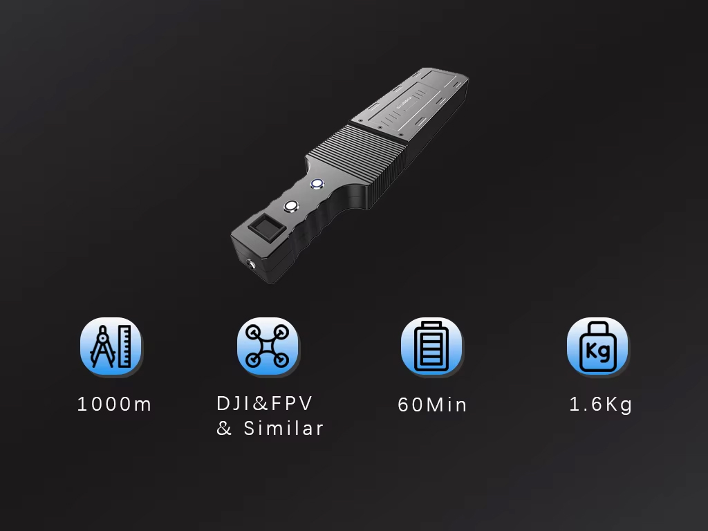 OEM 1km Handheld UAV Drone Detector 50W Battery Powered