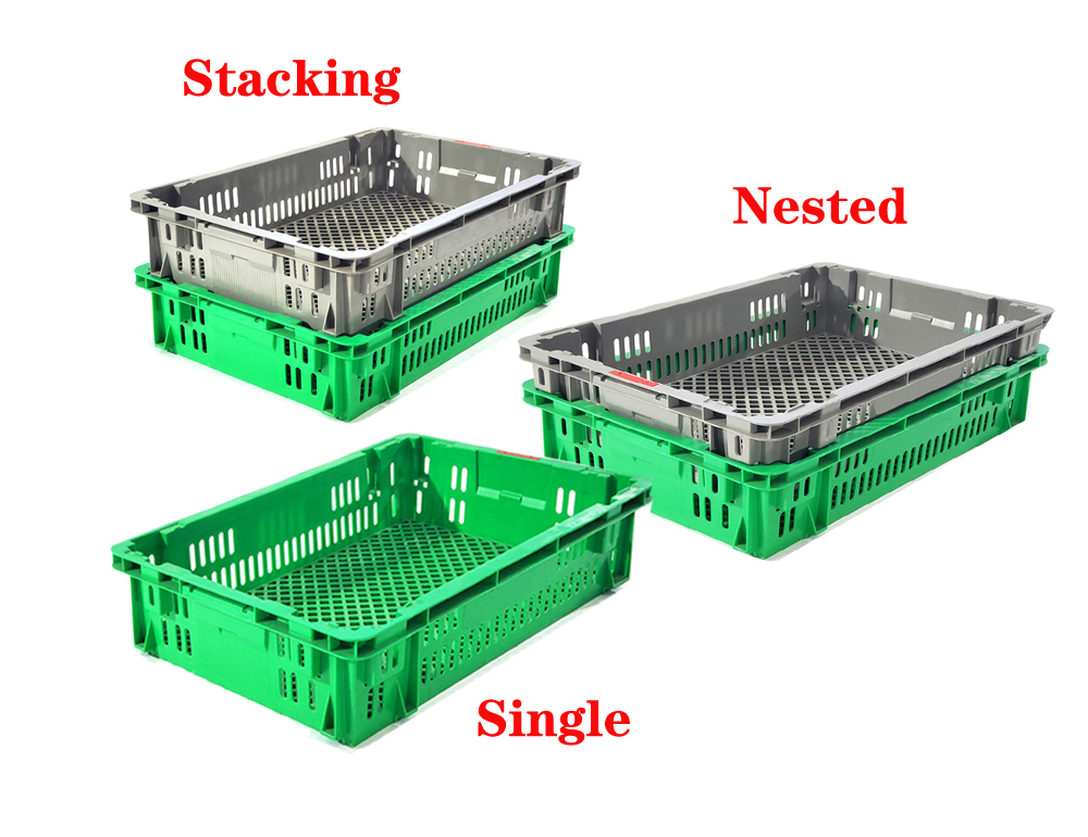 Coloured Plastic Bread Crates Food Stacking Nesting Fruit Basket 654x452x143mm