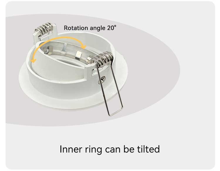 Architectural Die-Cast Aluminum Recessed Spotlight Frame With 20° Tilt And Bi-Directional Rotation