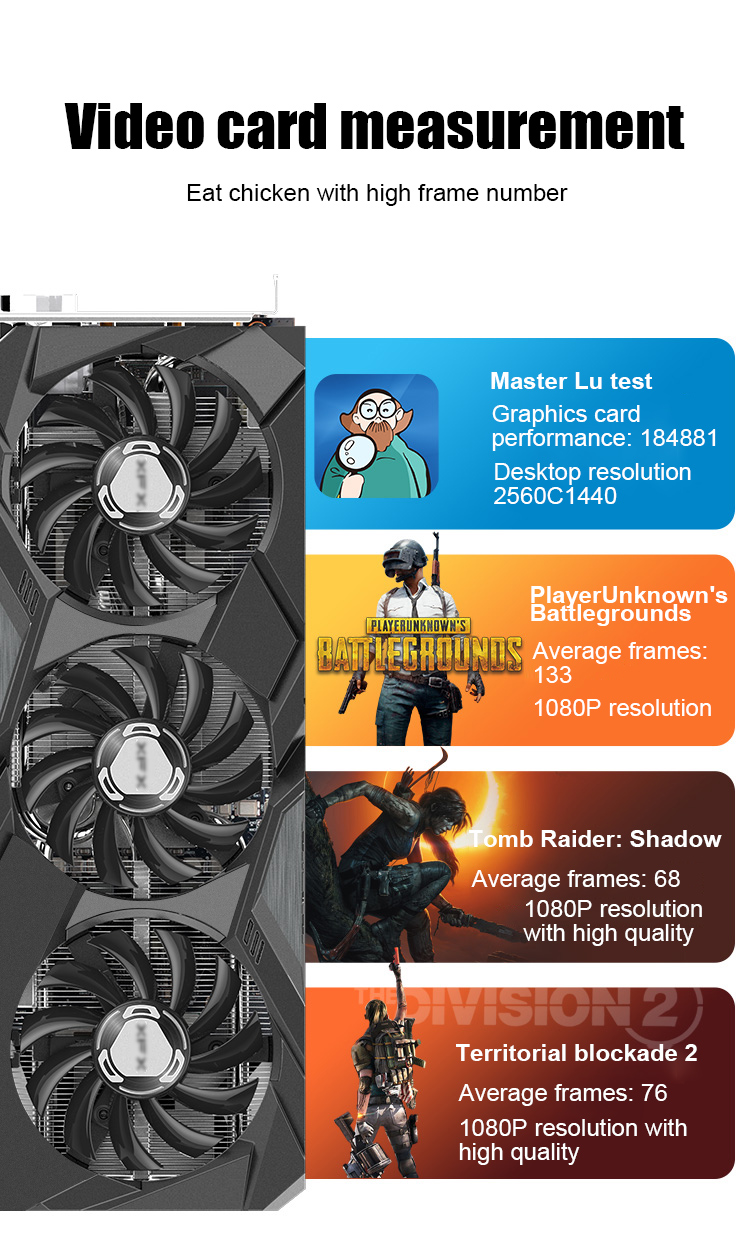 1336MHz Miner Graphics Card XFX RX590 8GB GPU Graphics Card