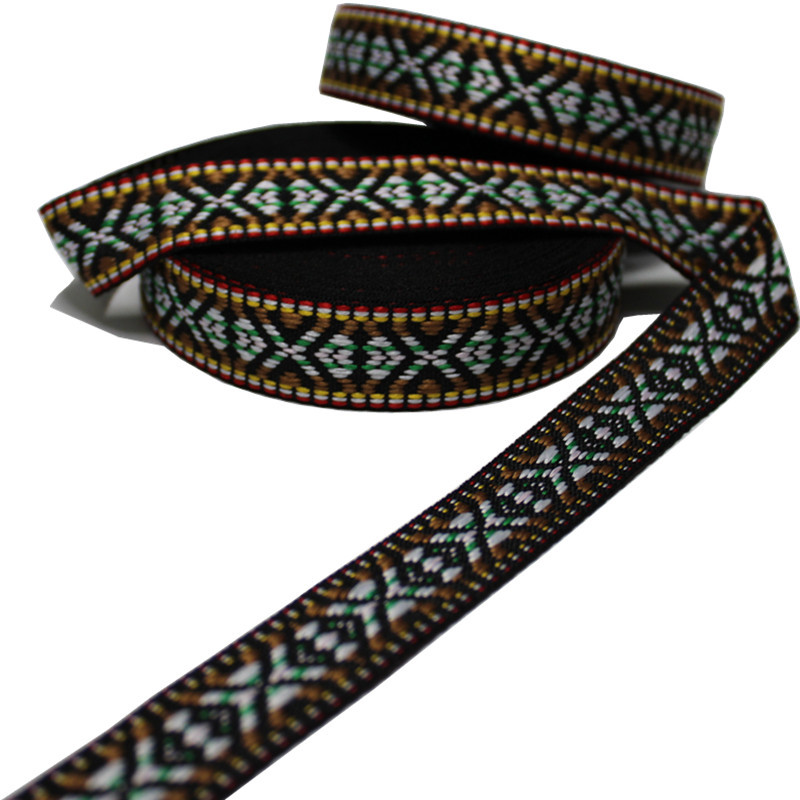 Custom Brand Logo Ethnic Style Jacquard Ribbon Strap