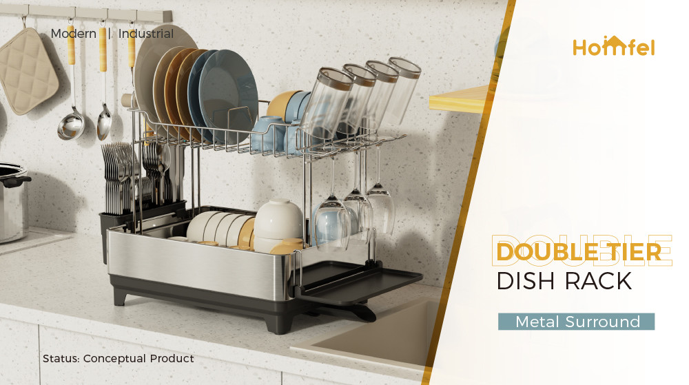 Rectangle Detachable Stainless Steel Dish Drying Rack For Compact Kitchen