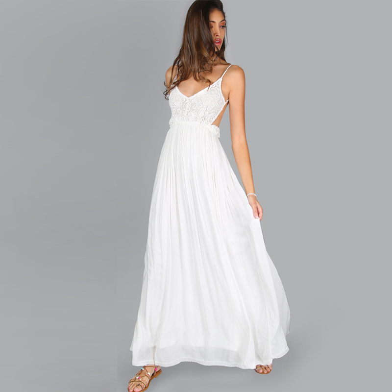 Greek Goddess V neck Maxi Crochet Dress Summer Apparel