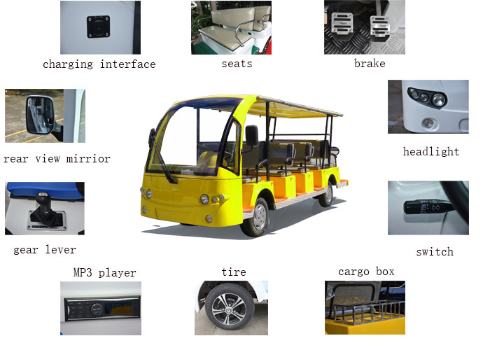 Eco Friendly 14 Seater Electric Sightseeing Bus , Battery Powered Public Transport Bus