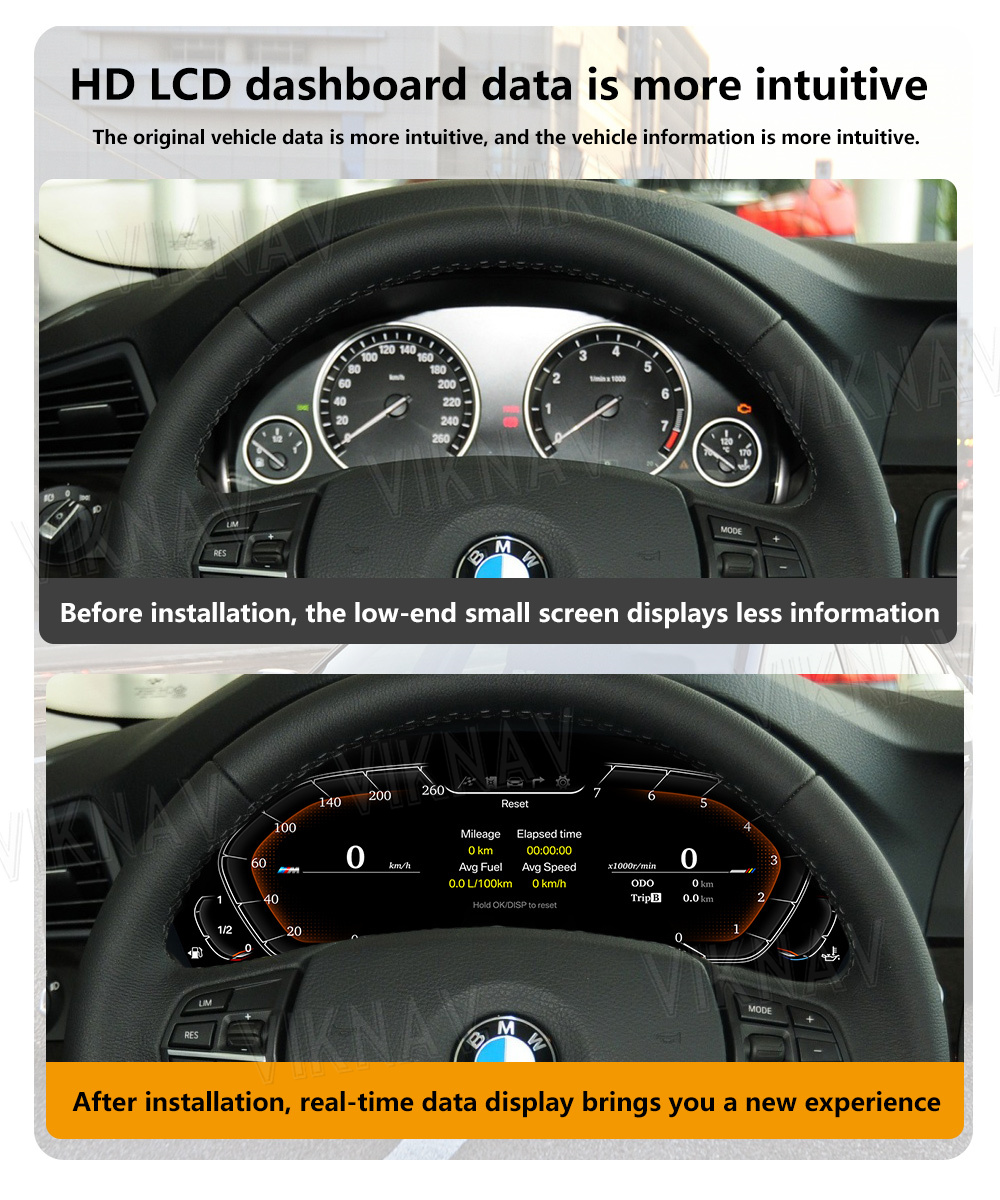 Viknav For BMW 5series F10 F11 GT series GT F07 6series F06 F12 7series F01 F02 (2008-2018) 12.3 inch Newest Speedometer