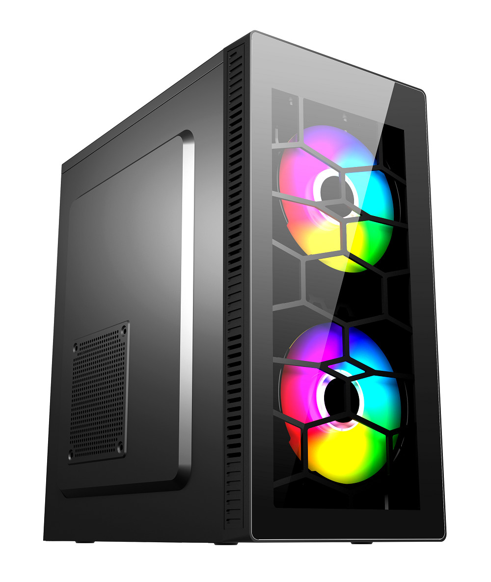 ETEK Gaming Computer Case MATX 2 Big RGB Fans On Front Panel Fan On Side Pandel Available Support OEM ODM