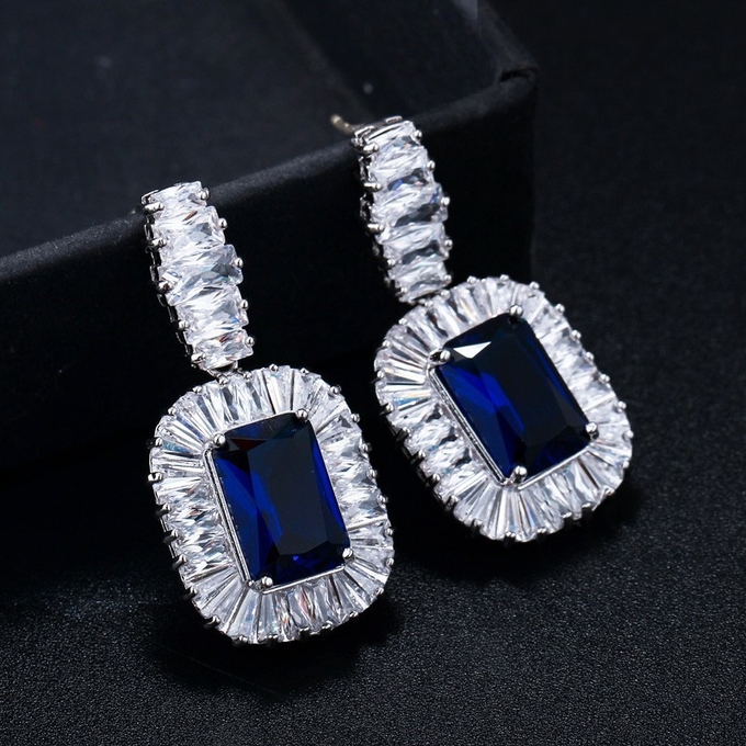 High Quality Women Vintage Luxury Rhinestone Earring jewelry CZ Zirconia Drop Natural stone earrings