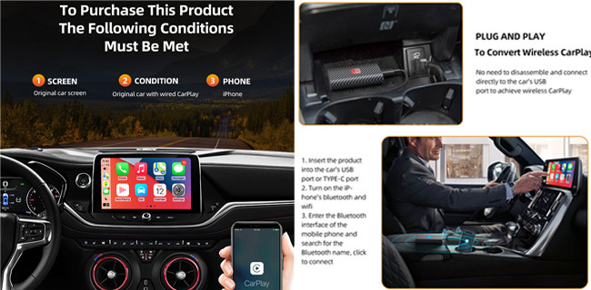 5GHz Wireless CarPlay Adapter Box USB Apple Car Play Wireless Adapter