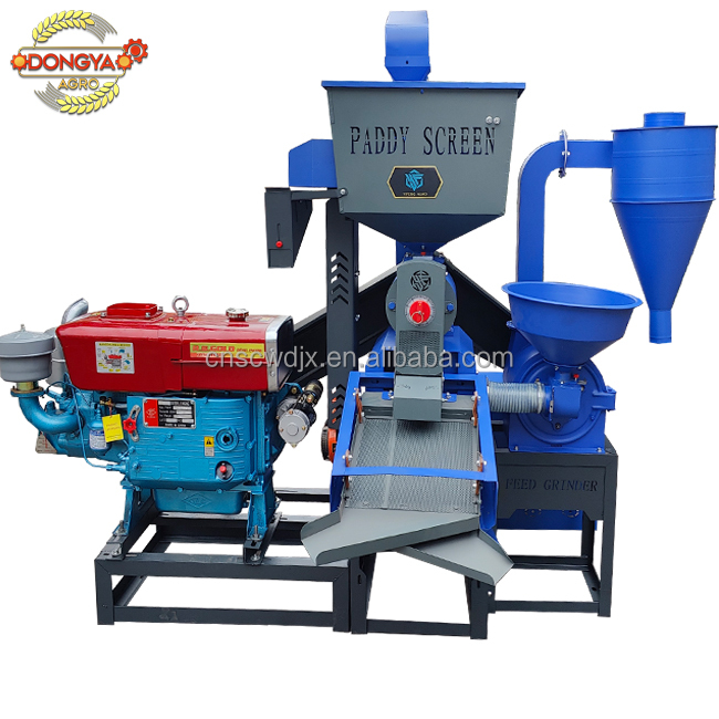 DONGYA AGRO Combined Commercial Water Cooled diesel Type Rice Mill Machine 650kg-1500kg with Elevator