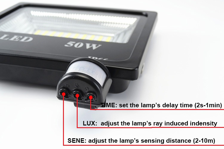 Waterproof Driver Motion Sensor Led Flood Light PIR 110lm/W 30W