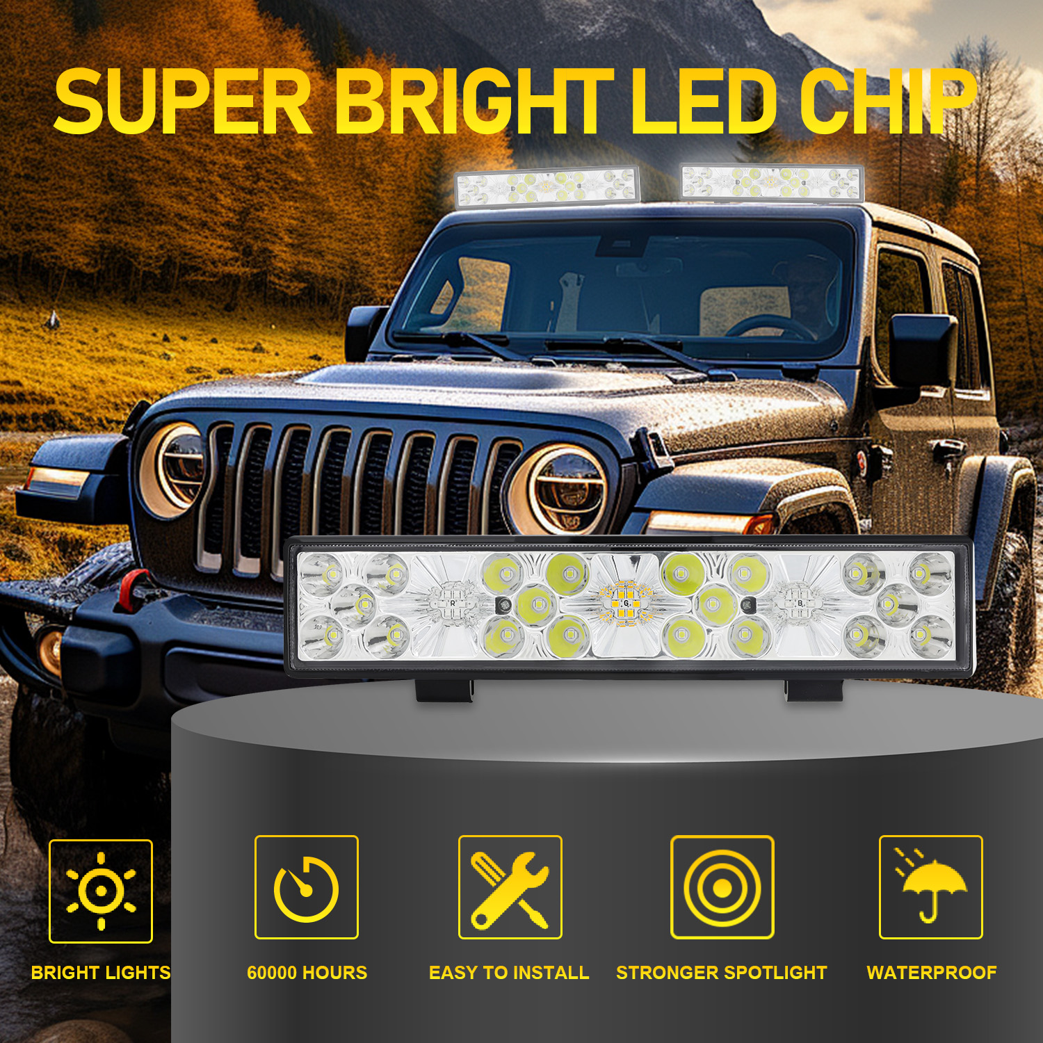 Aluminum 30cm 3 Color Flash Illumination 80V Offroad 4x4 Work Lights