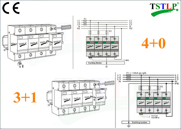 CE Certified 3 Phase Surge Suppressor , 30kA Mov Ac Surge Suppressor With Din Rail Mounted
