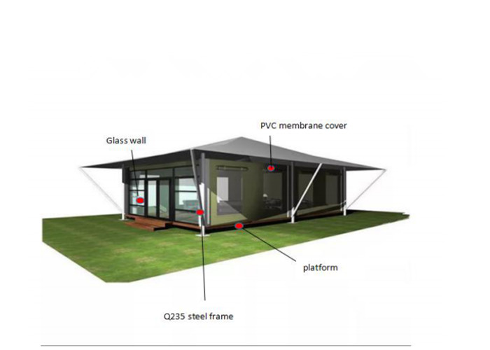 PTFE Luxury Outdoor Tents Prefab Transparent Hollow Soundproof Glass Wall