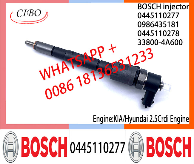 BOSCH injetor Common fuel Injector 0445110277 0986435181 0445110278 33800-4A600 for KIA/HYUNDAI 2.5CRDi