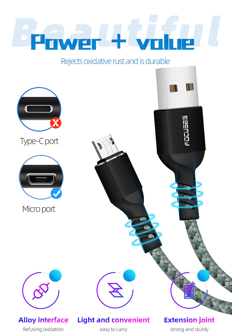 10ft Micro USB Data Transfer Cable Premium Nylon Braided For Samsung