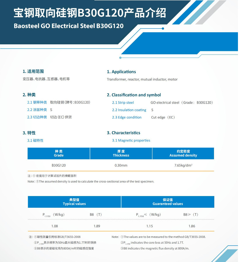 B30G120 Conventional Grain Oritented Crgo Steel For Brushless Motor