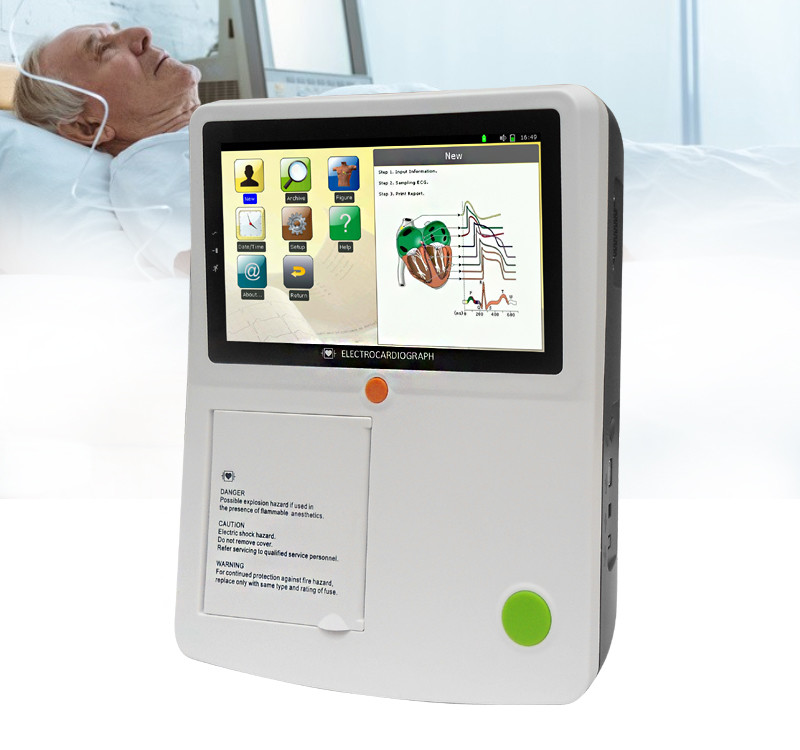 12 Channels Digital ECG Machine High Resolusion With Limb Electrodes Touch Screen