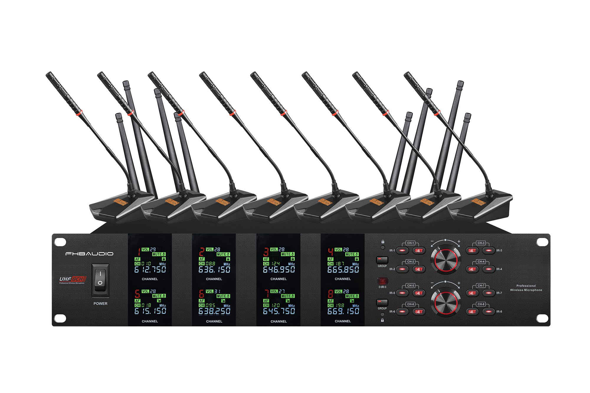 80Hz - 16KHz UHF Wireless Microphone System Universal Cordless Microphone Set For Broadcast