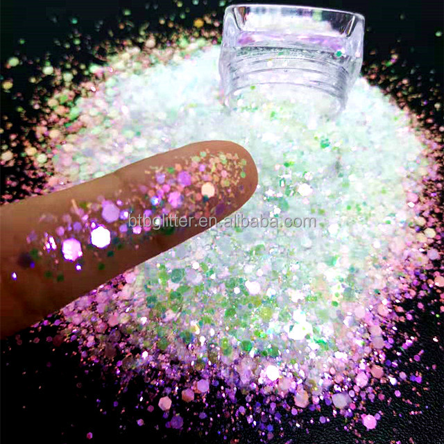 White Iridescent Glitter for Epoxy Floor Hexagon Mixed UV and Heat Resistant Christmas Decorative Glitter Combination
