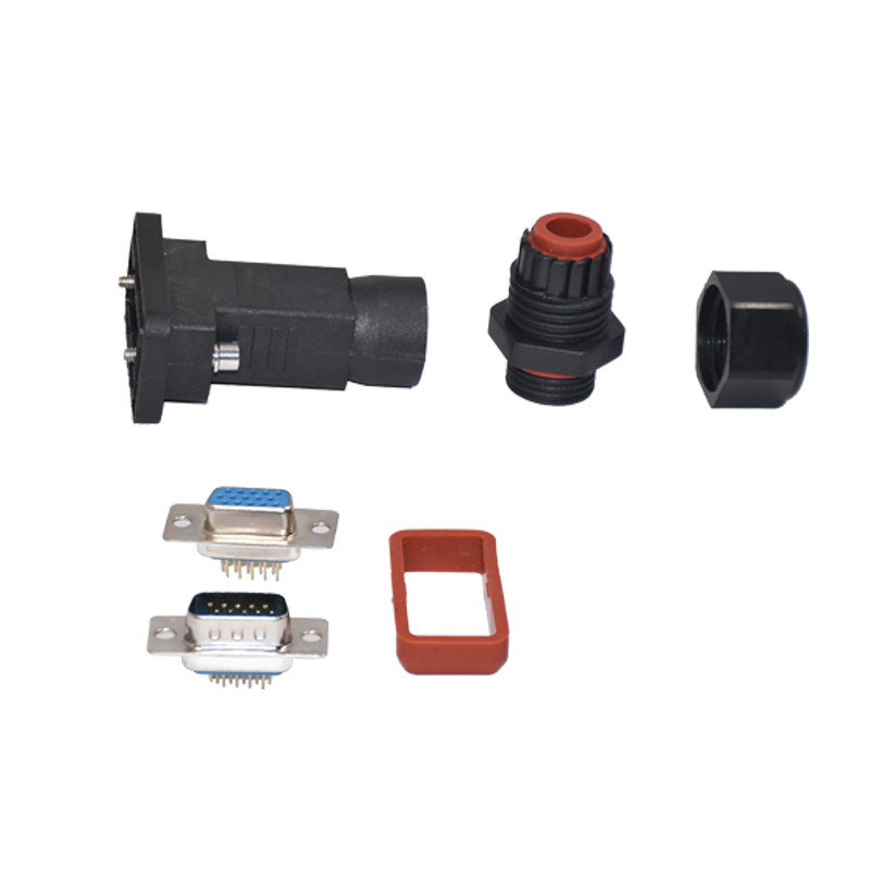 IP68 Industrial Ethernet Connector D-SUB 15 Pins Male Assembly Waterproof IP67 Connector