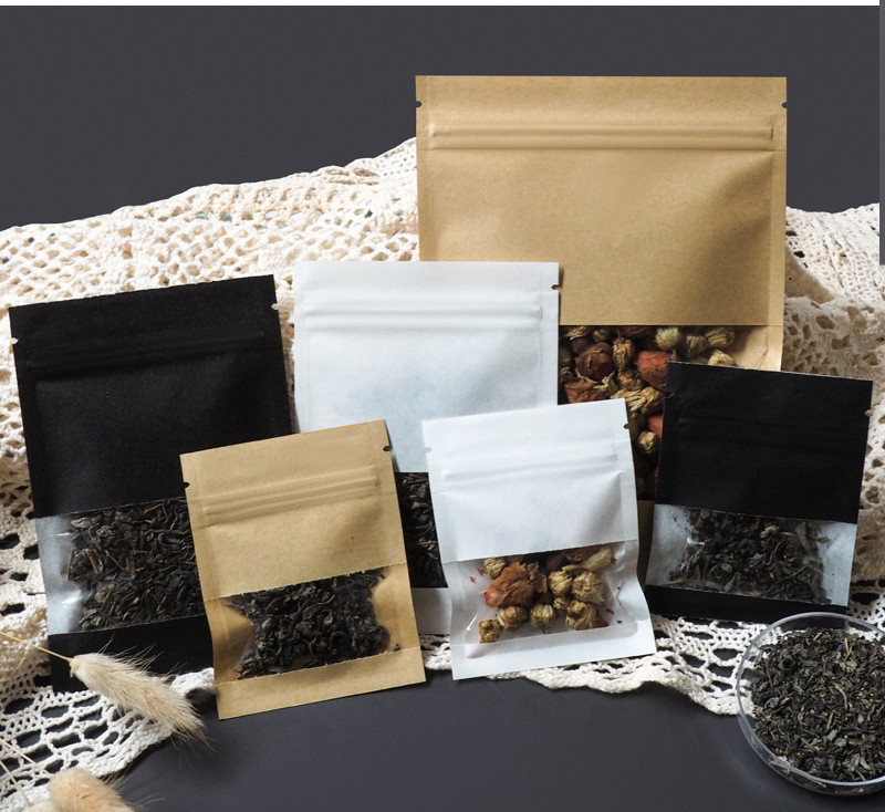 Black White Small k Packaging Bag Snack Nuts Beans Brown Kraft Paper